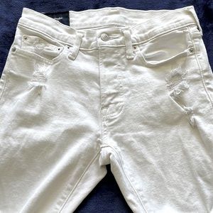 Abercrombie & Fitch Men’s White Ripped Super Skinny Stretch Jeans, Size 28